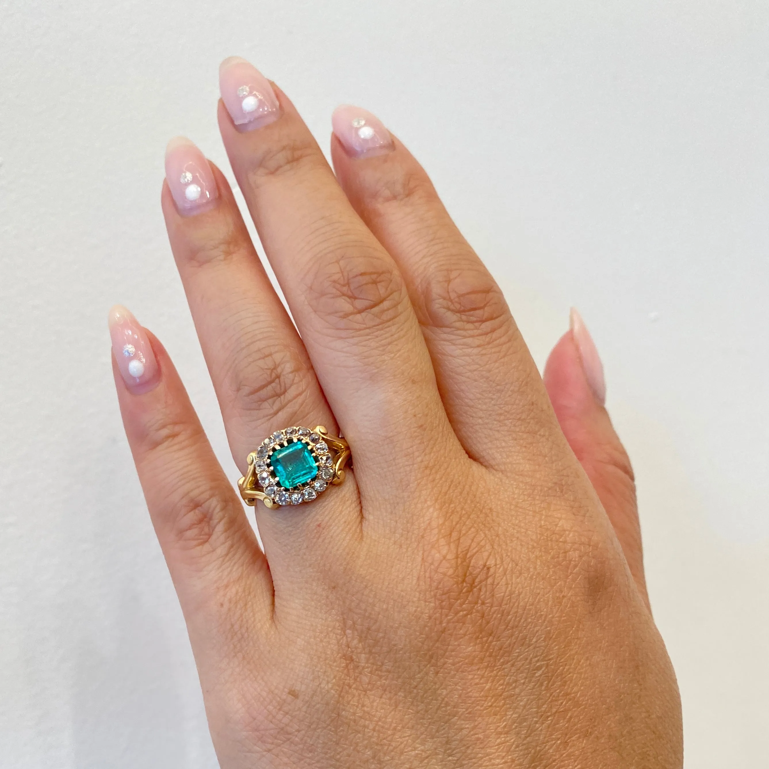 0.50 ct Colombian Emerald Halo Ring