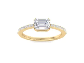 1.00 CT Emerald Cut Lab Diamond Engagement Ring Lab Grown Engagement Ring