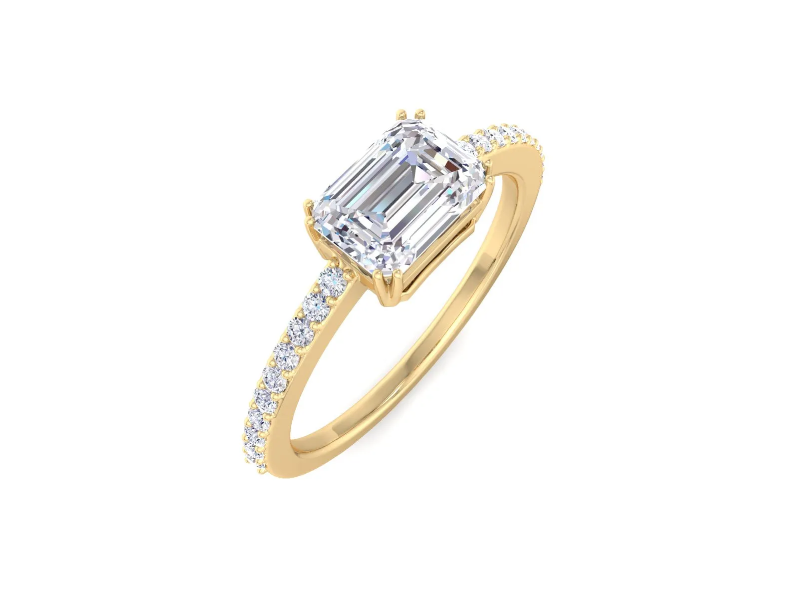 1.00 CT Emerald Cut Lab Diamond Engagement Ring Lab Grown Engagement Ring