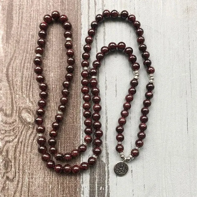 108 Bead Mala Bracelet/Necklace in Red Garnet