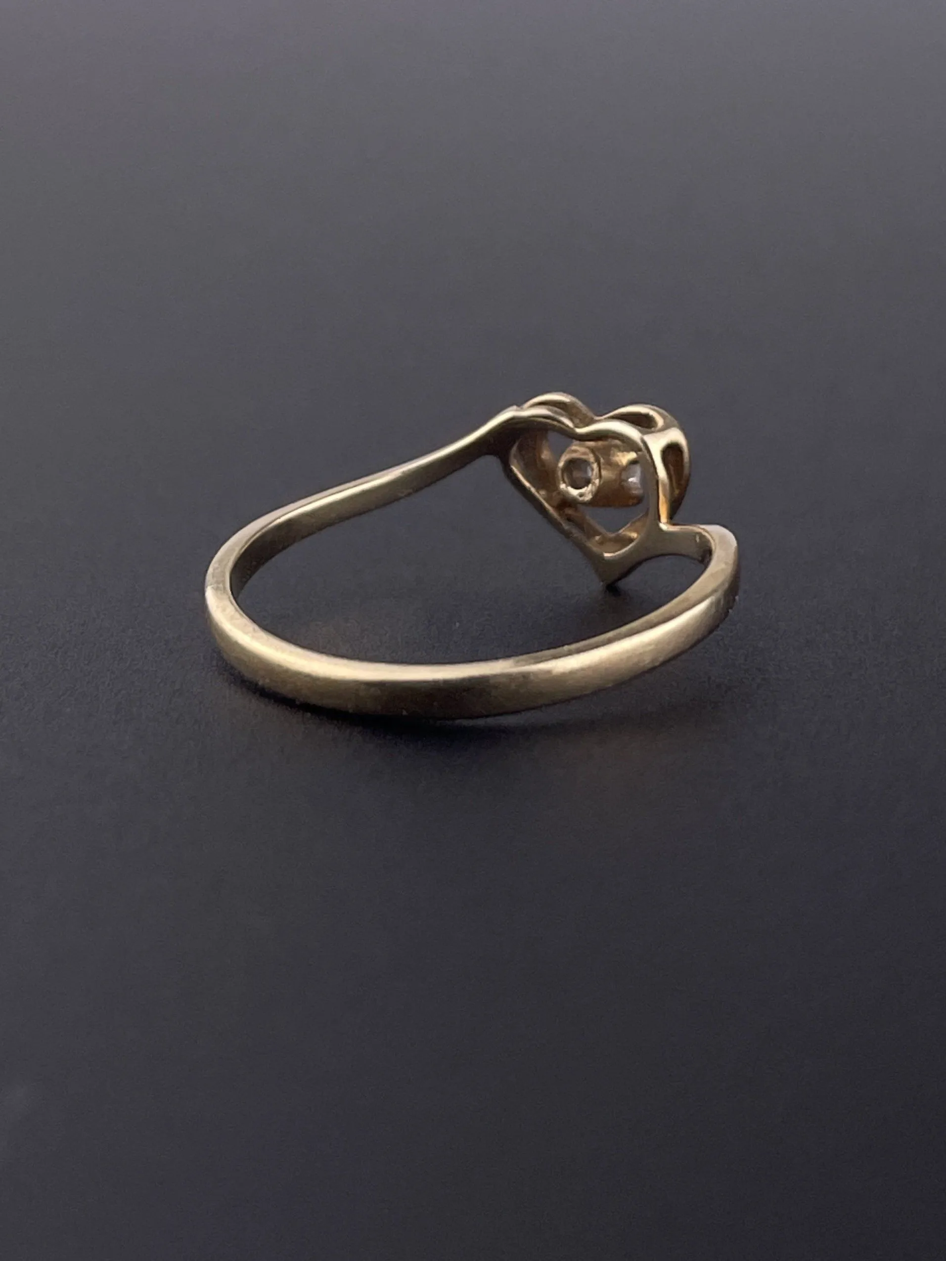 10K Gold Diamond Heart Ring, Size 6