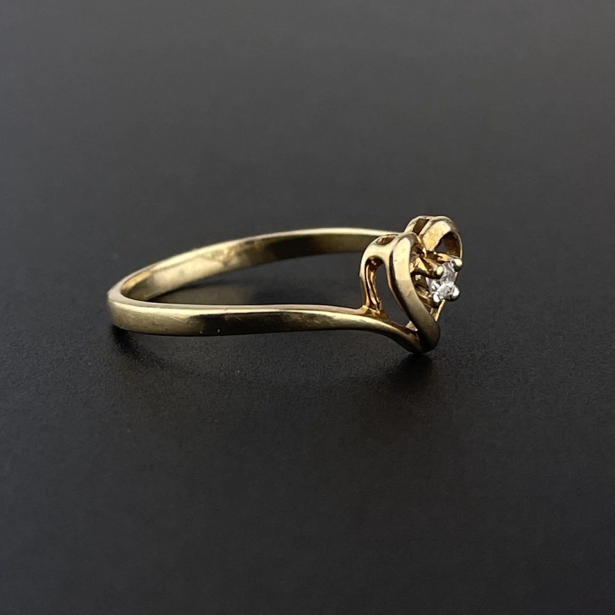 10K Gold Diamond Heart Ring, Size 6