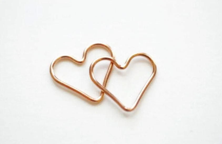 14k Rose Wholesale Gold Filled Open Wire Heart, Heart Connector Link Spacer, Heart Charms, Jewelry Supplies, Heart Pendant, Heart Jump Rings