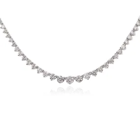 14K WHITE GOLD RIVIERA DIAMOND GRADUATED TENNIS NECKLACE - 10.11CTW