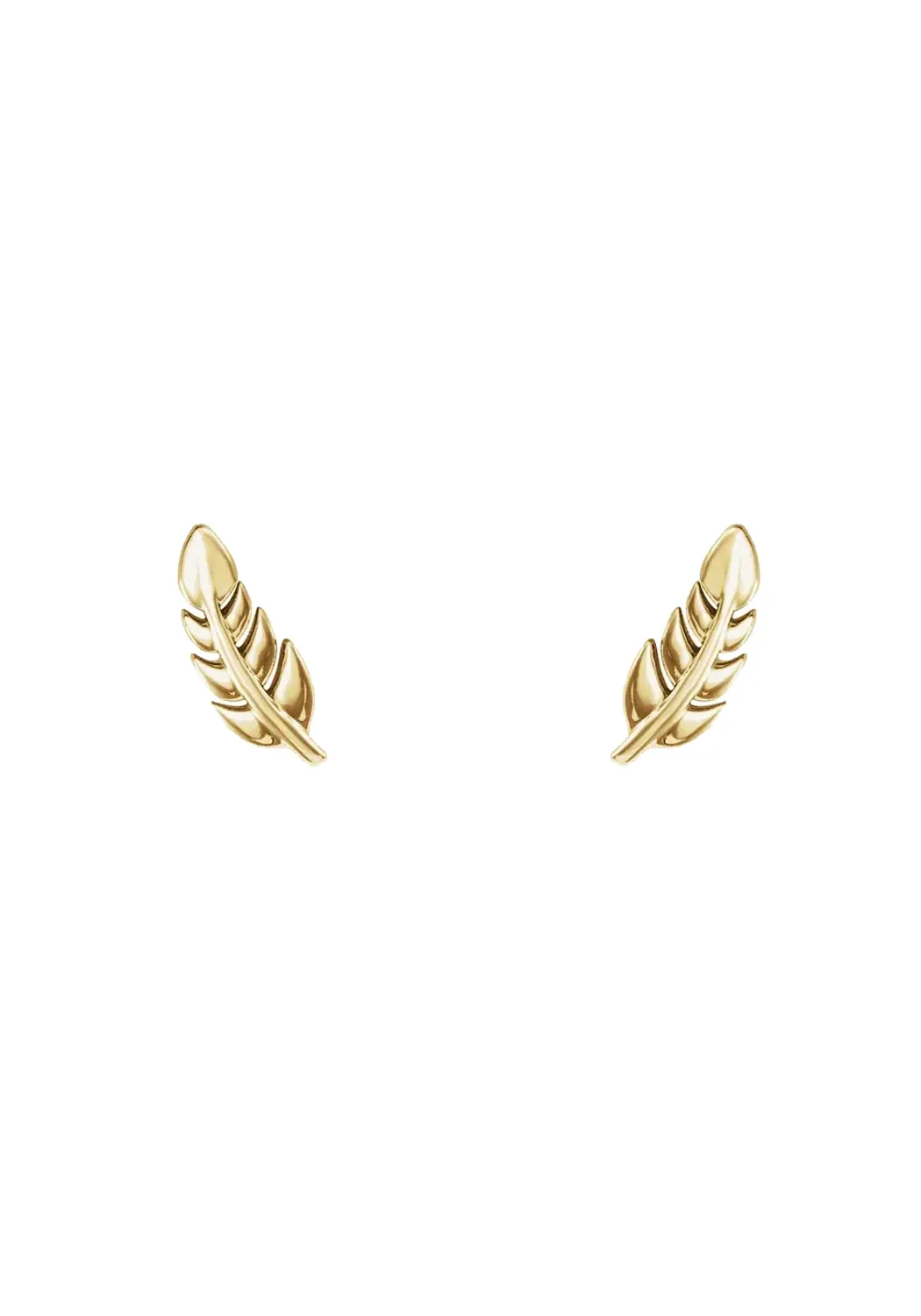 14K Yellow Gold Leaf Stud Earrings