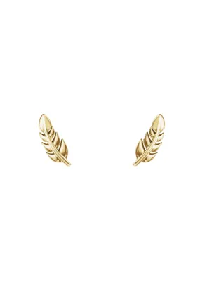 14K Yellow Gold Leaf Stud Earrings