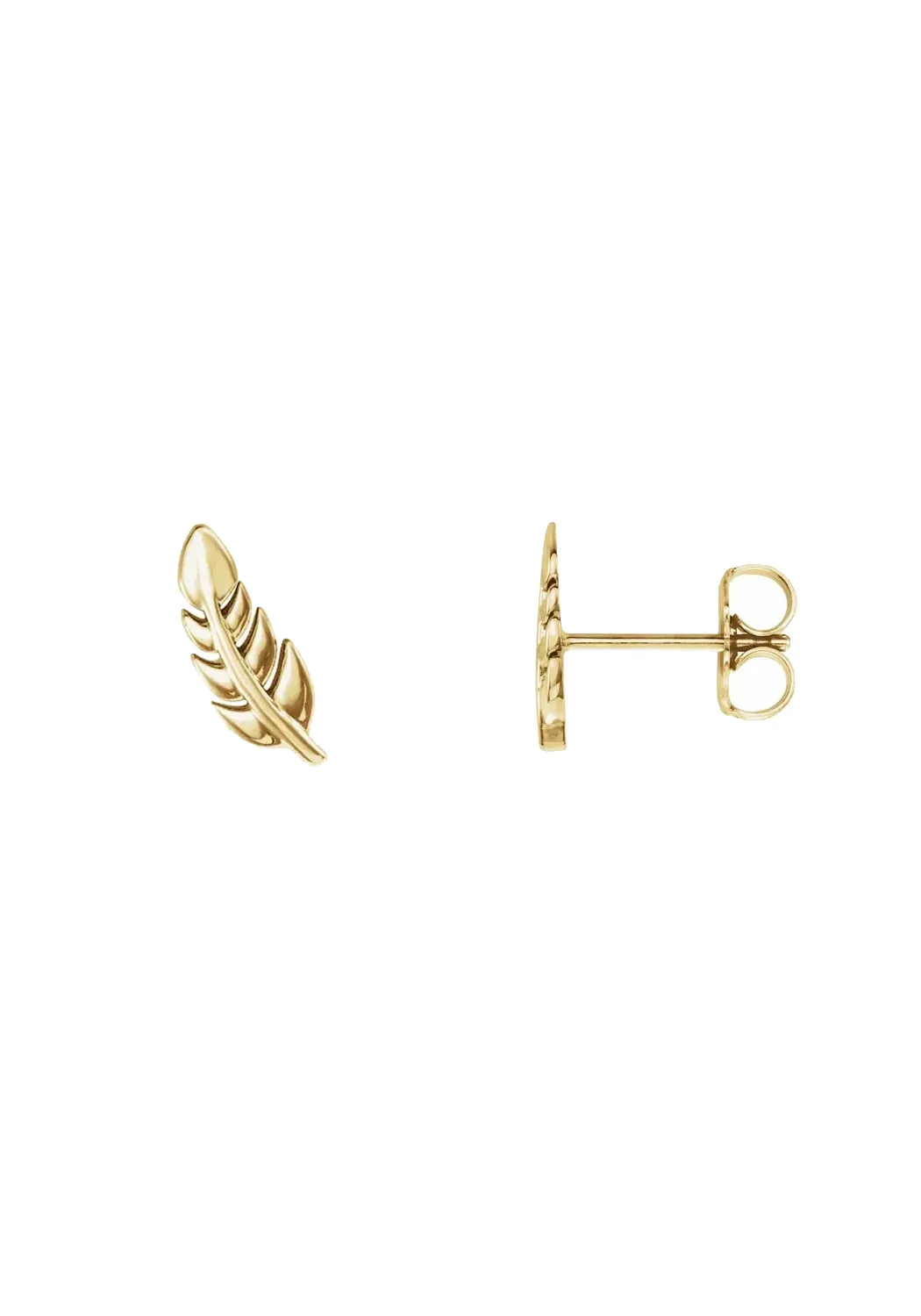 14K Yellow Gold Leaf Stud Earrings