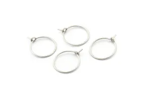 15mm Earring Hoops, 24 Antique Silver Plated Brass Earring Wires  (15x0.70mm) E353