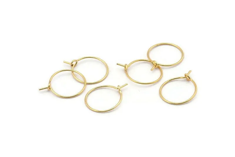 15mm Earring Hoops, 24 Gold Plated Brass Earring Wires  (15x0.70mm) E353 Q1103