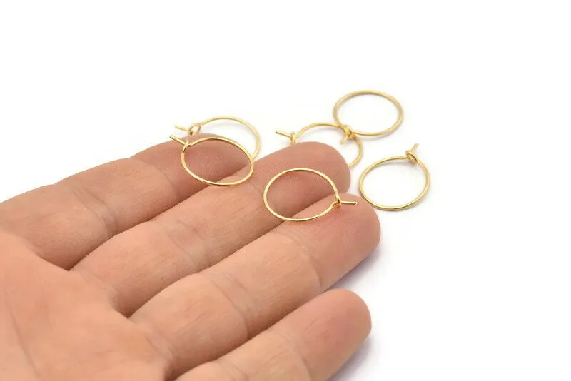 15mm Earring Hoops, 24 Gold Plated Brass Earring Wires  (15x0.70mm) E353 Q1103