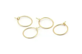 15mm Earring Hoops, 24 Gold Plated Brass Earring Wires  (15x0.70mm) E353 Q1103