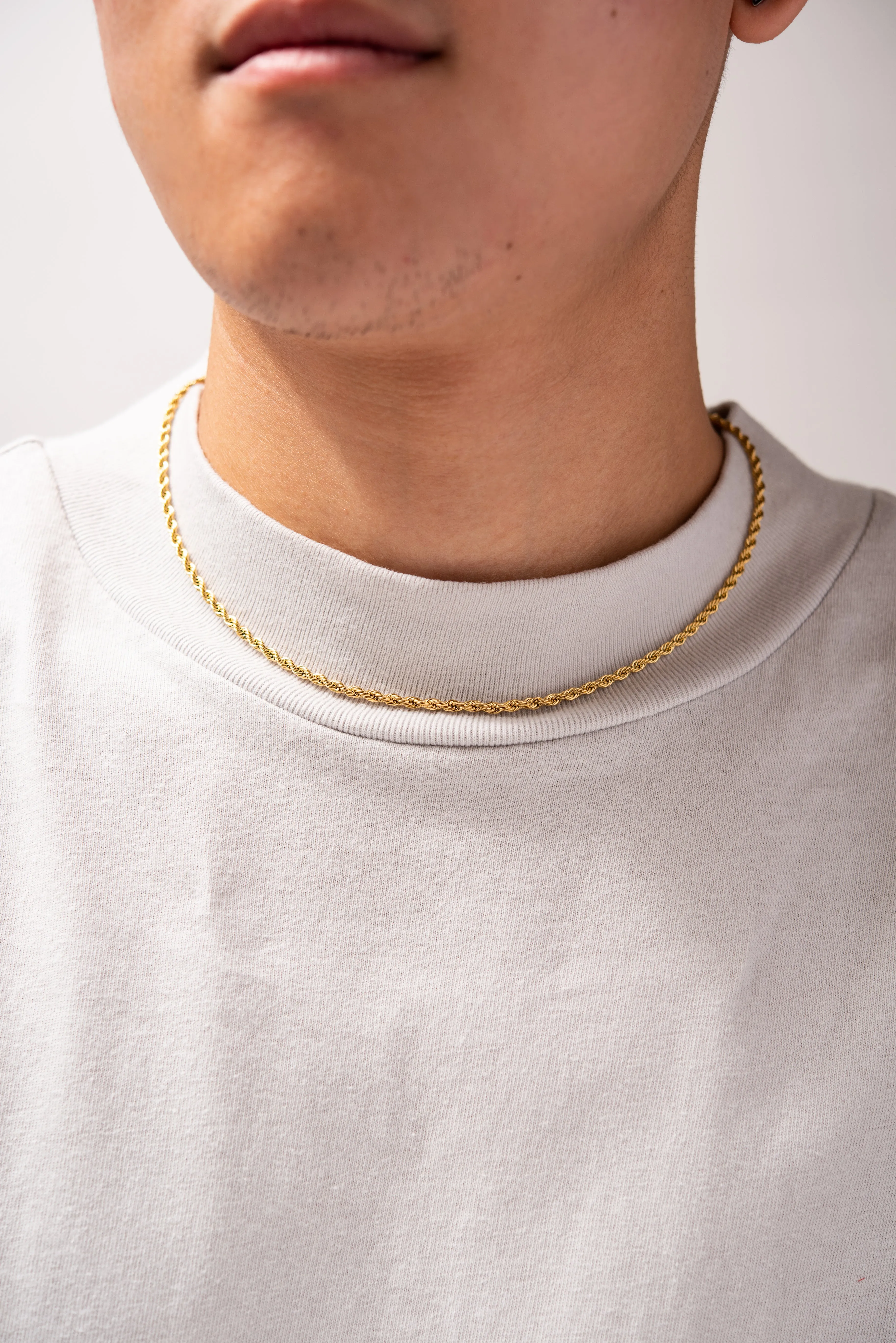 18'' Stainless Steel Rope Chain Necklace - Gold