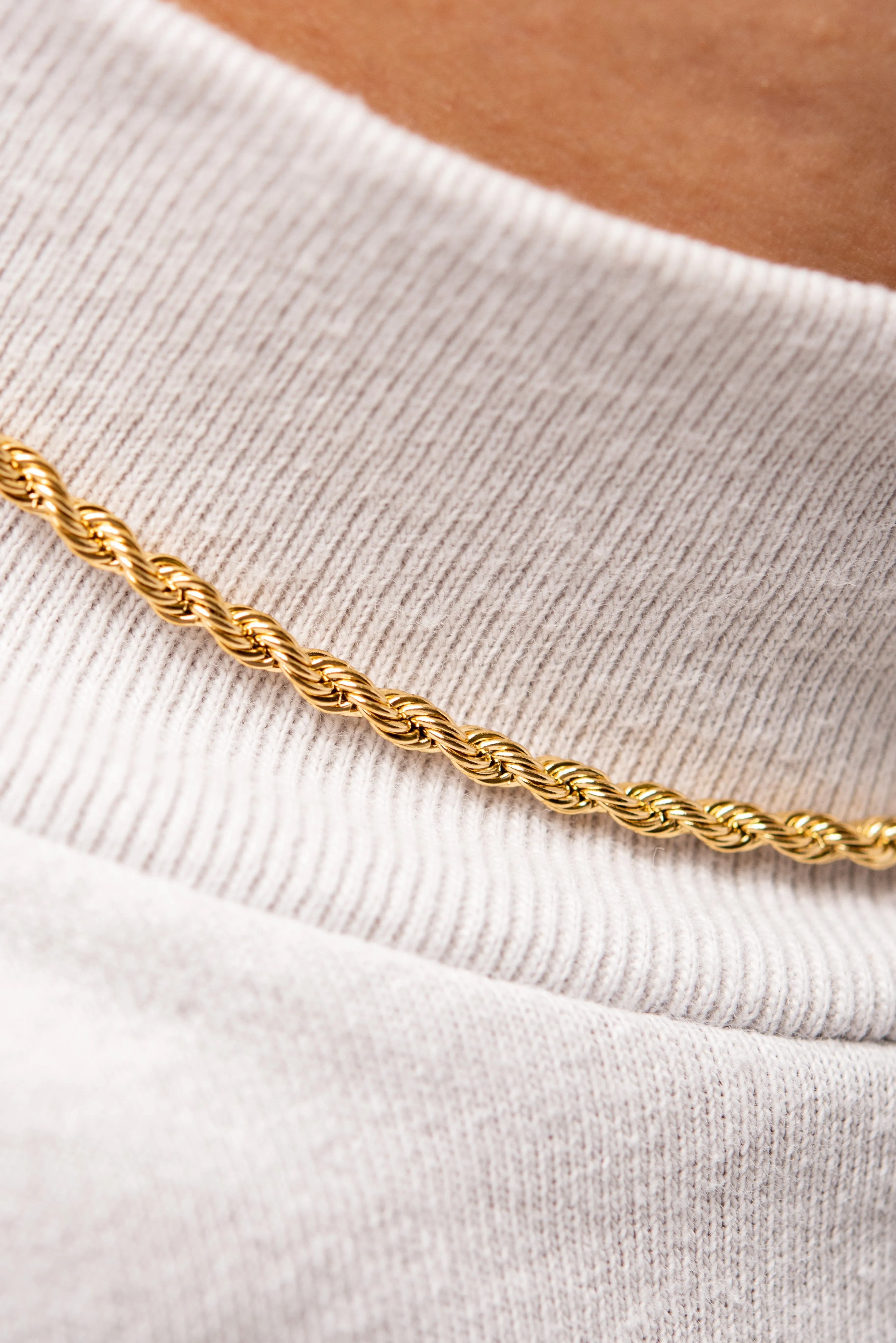 18'' Stainless Steel Rope Chain Necklace - Gold