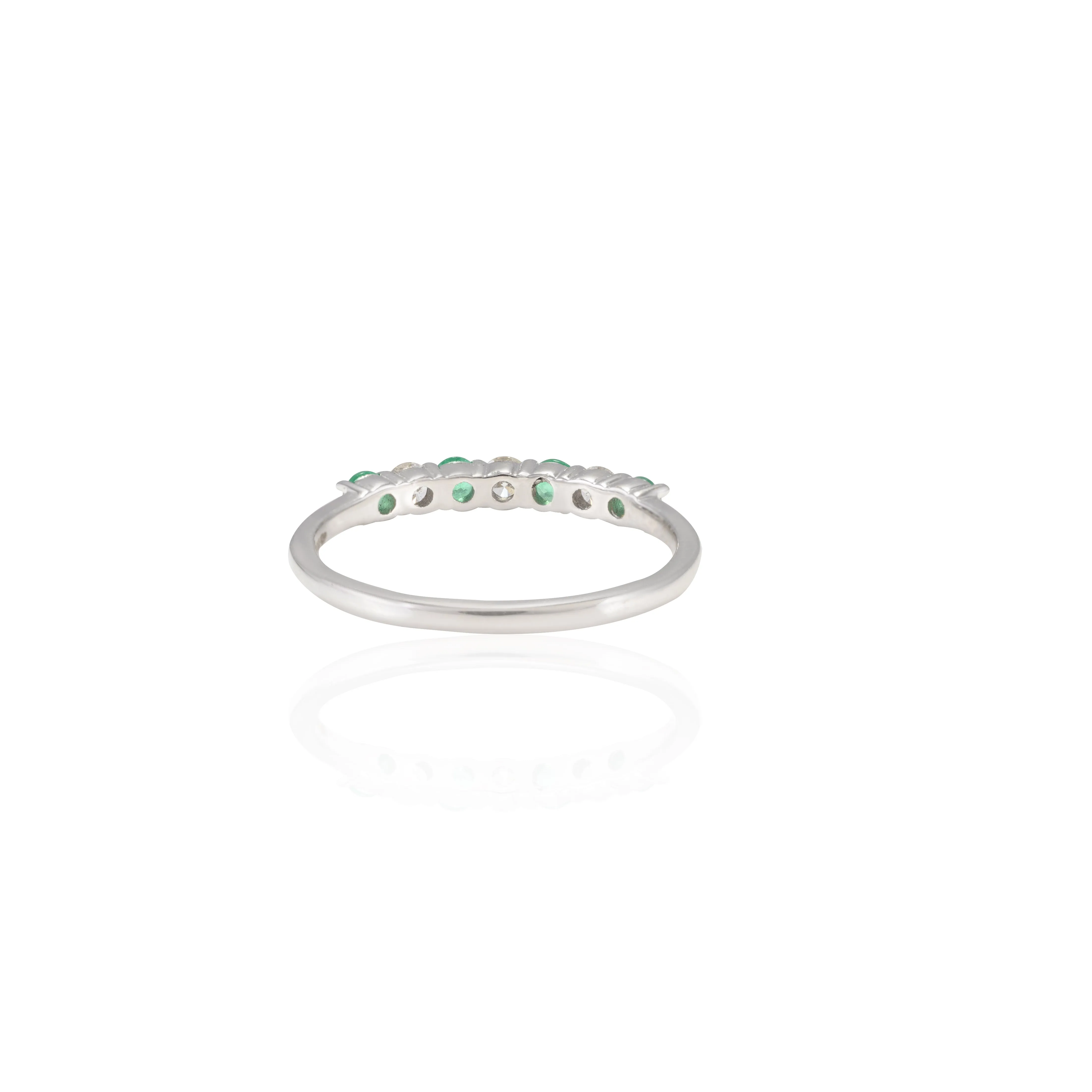 18K Gold Emerald Diamond Half Eternity Band