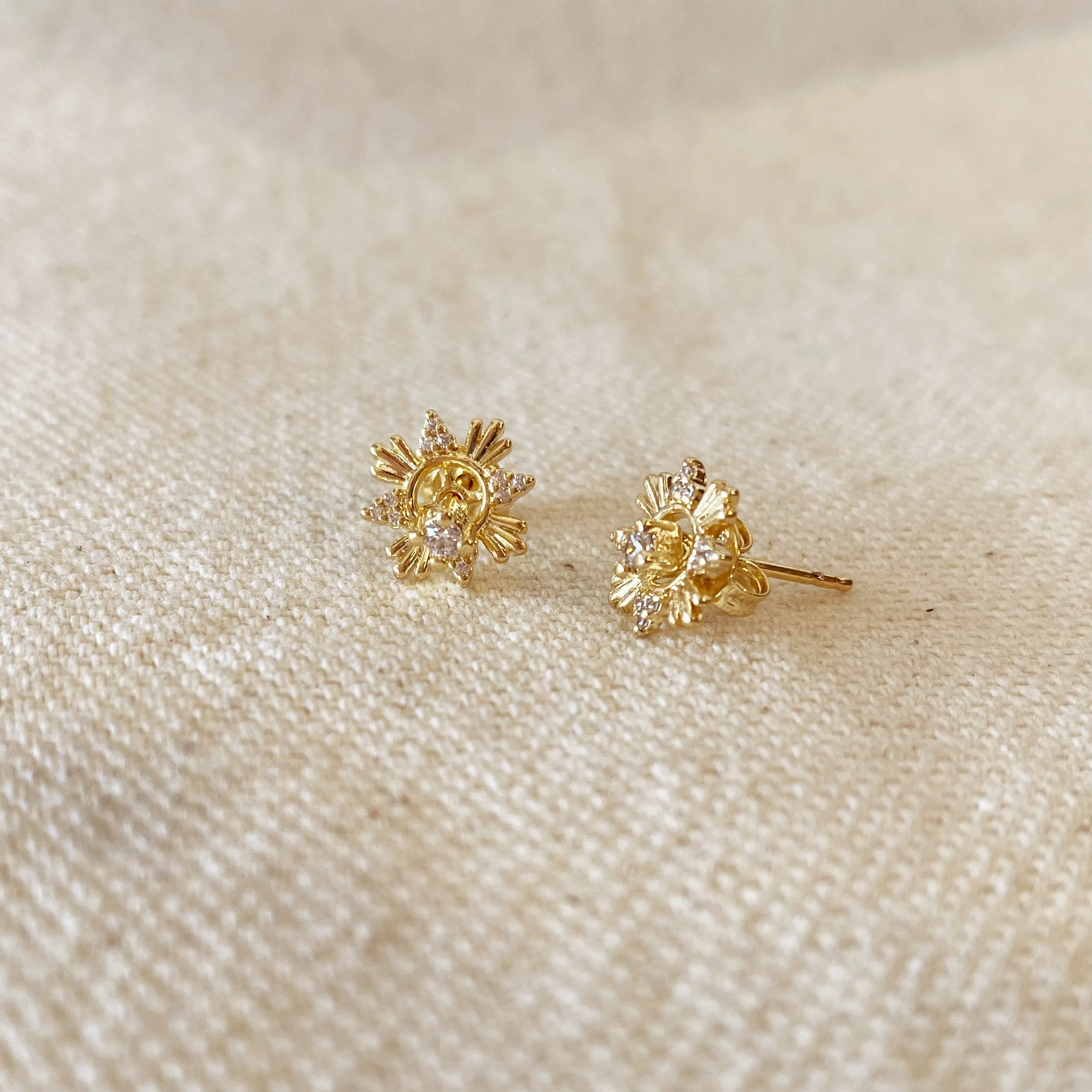 18k Gold Filled 2 Part Round Stud Earrings