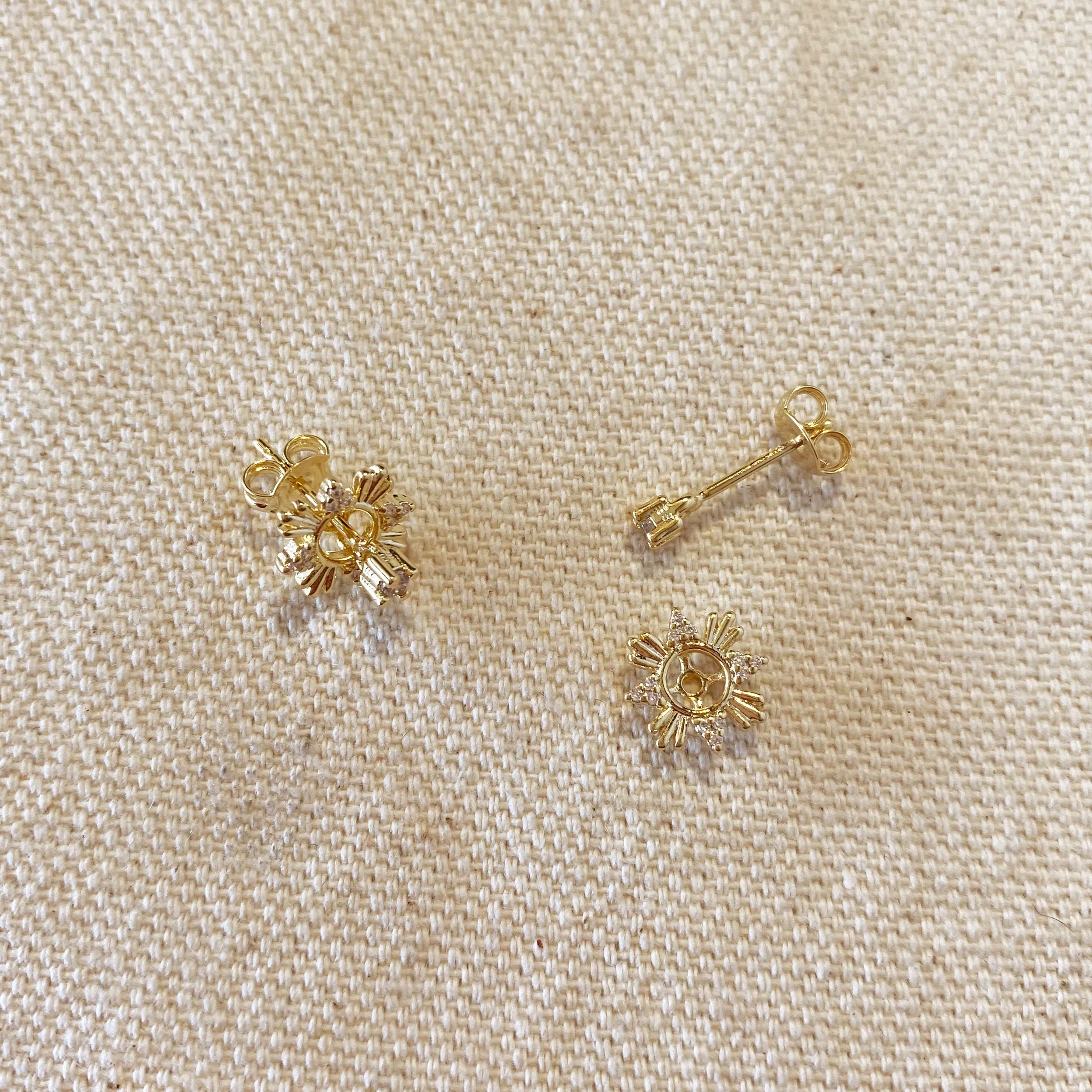 18k Gold Filled 2 Part Round Stud Earrings