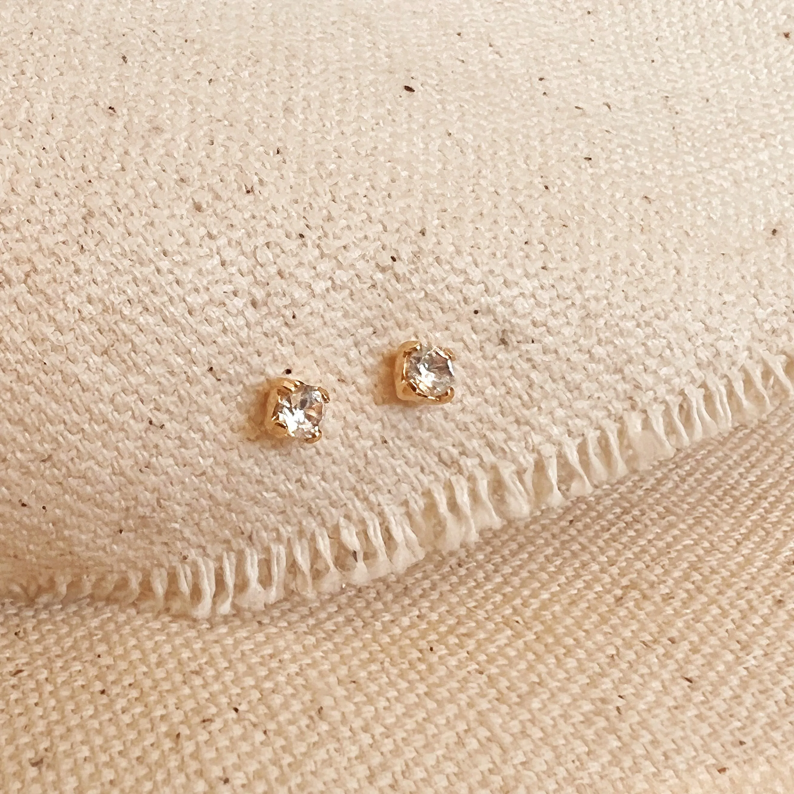 18k Gold Filled 2mm Clear Cubic Zirconia Stud