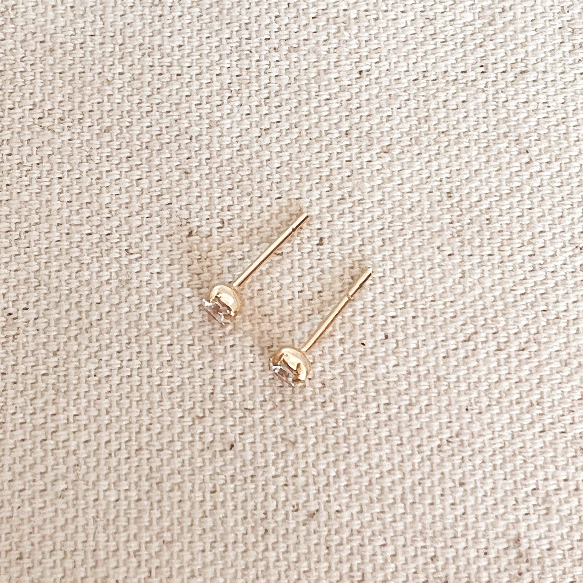 18k Gold Filled 2mm Clear Cubic Zirconia Stud