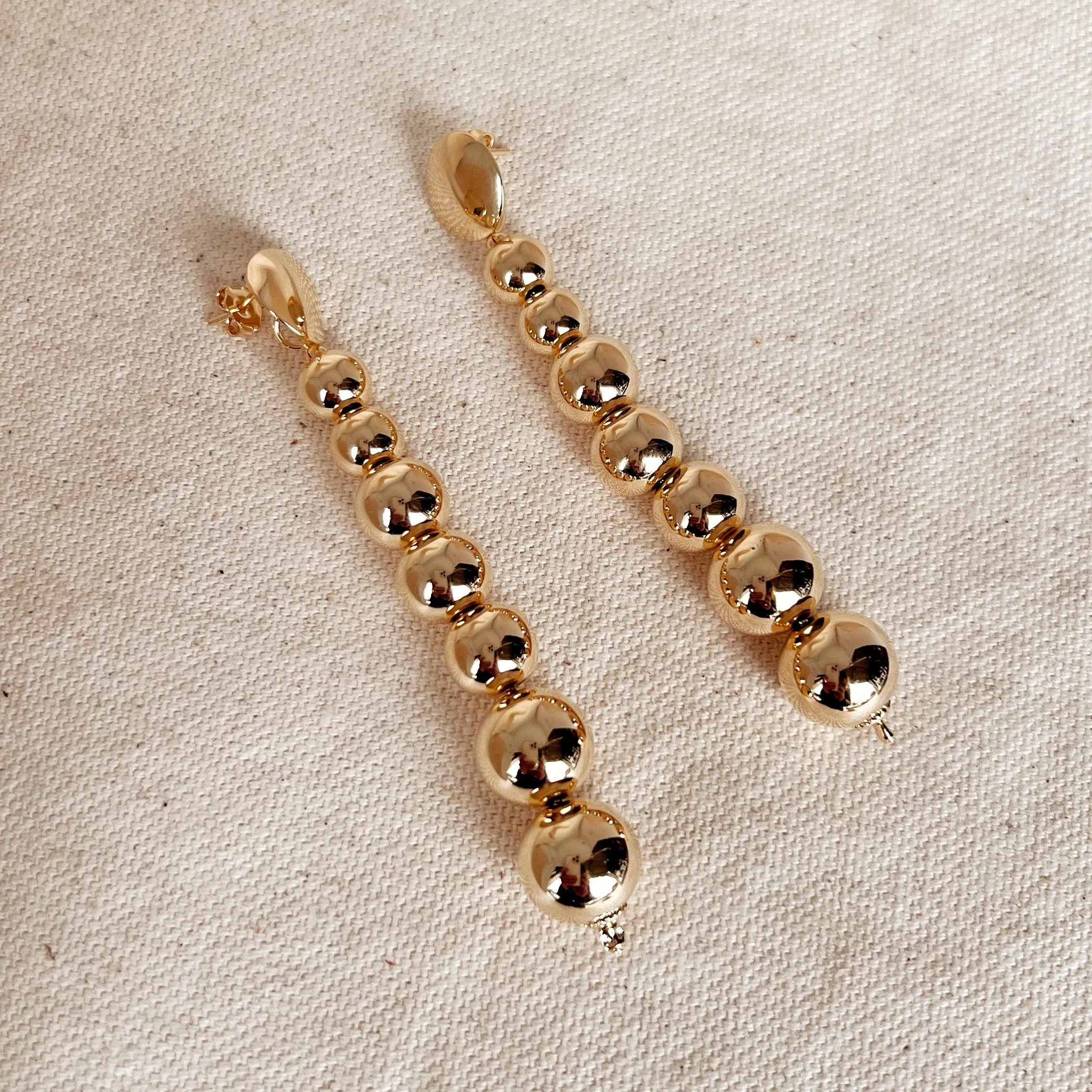 18k Gold Filled Dangling Gradient Beads Earrings