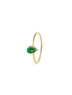 18K Gold Teardrop Gemstone Ring