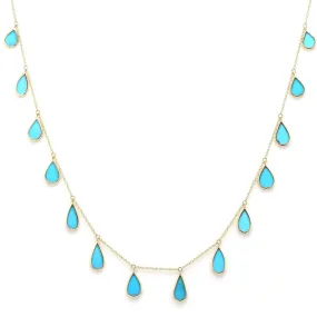 18K Gold Turquoise Drop Necklace