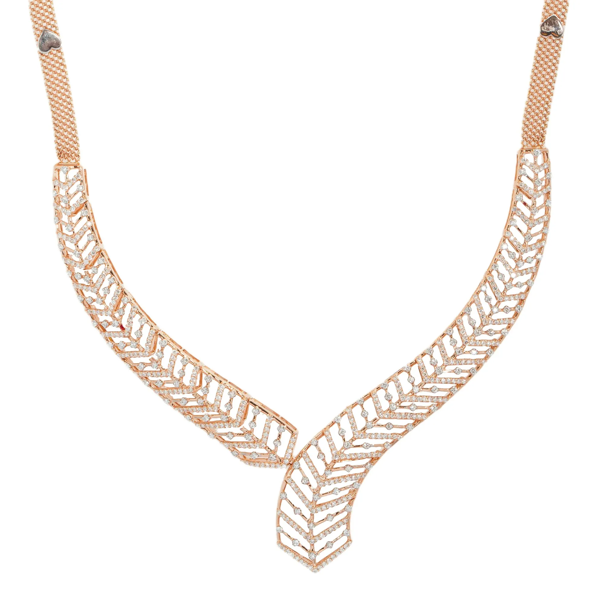 18K Rose Gold Necklace Set w/ 3.88ct Diamonds (37.5gm)