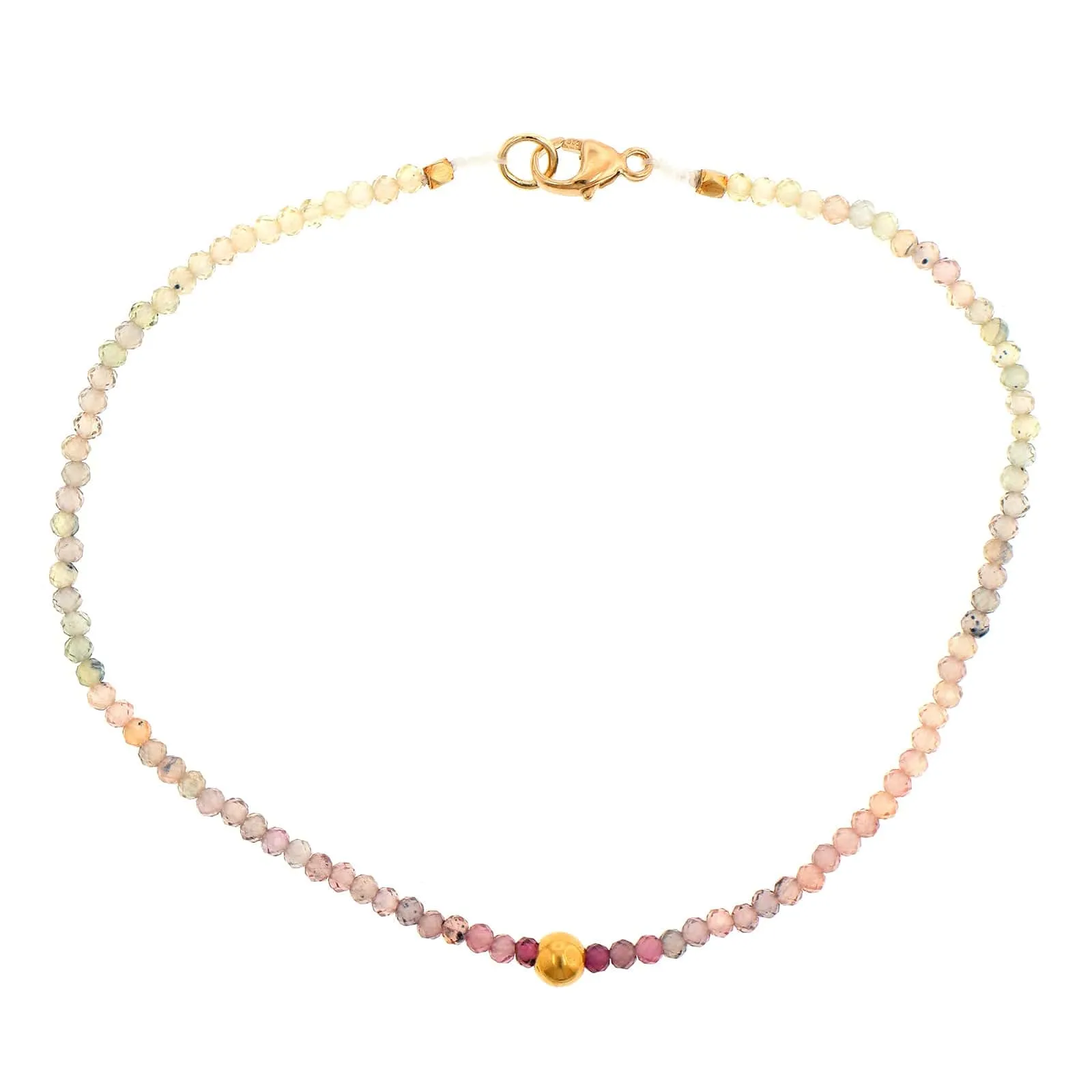 18K Yellow Gold Ombre Spinel Beaded Bracelet