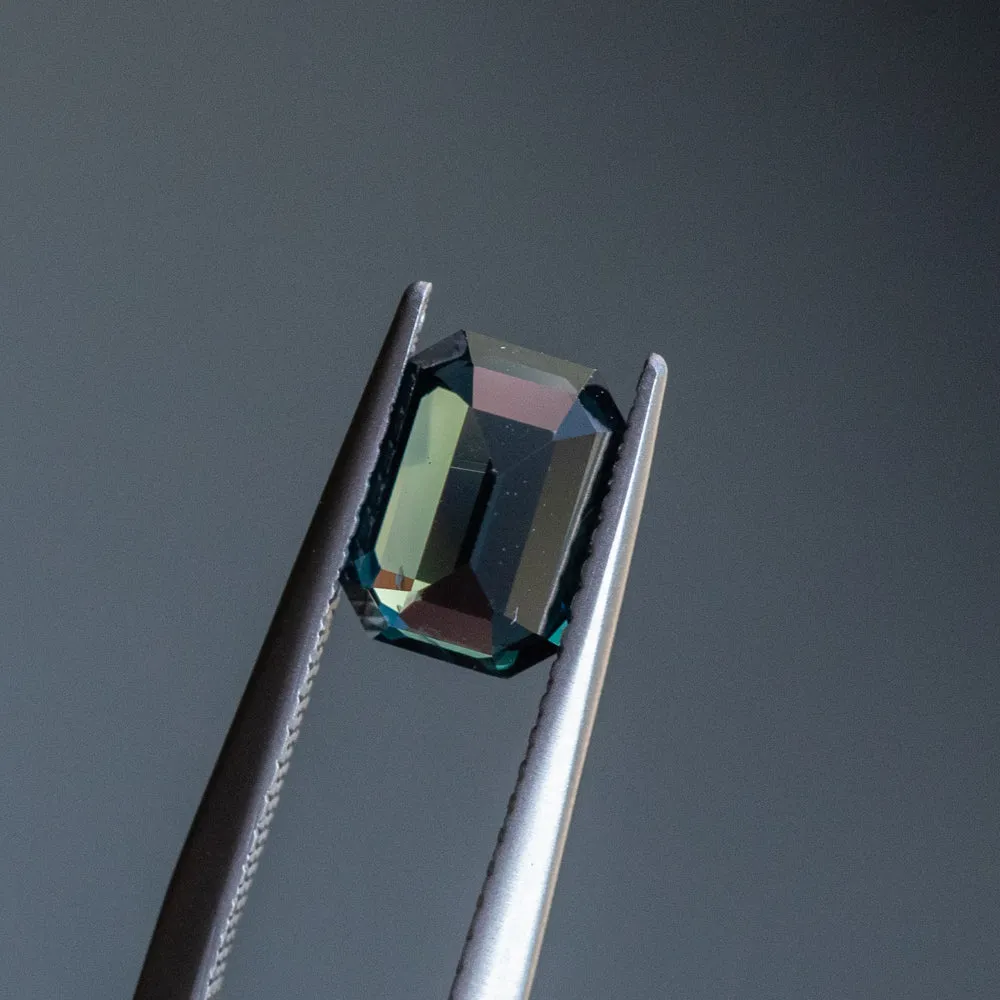 2.05CT EMERALD CUT MADAGASCAR SAPPHIRE, DEEP GREEN, 7.46X6.10X4.56MM