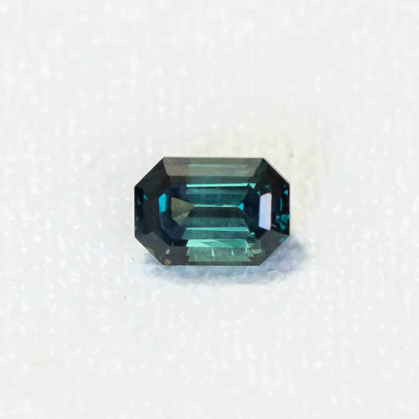 2.20CT EMERALD CUT TANZANIAN SAPPHIRE, DEEP TEAL BLUE GREEN, 7.9X5.5MM, UNHEATED