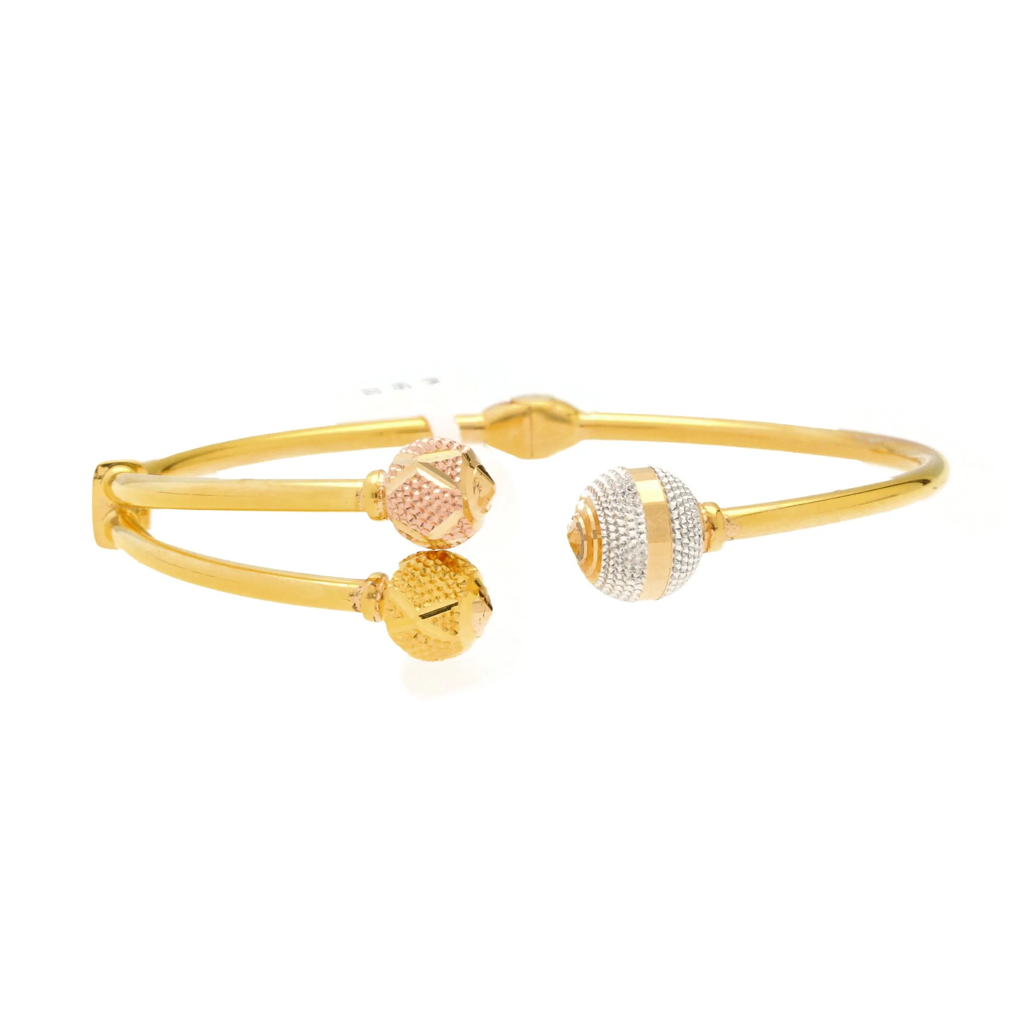 22K Multi-Tone Gold Ball Bead Bangle (11.3gm)