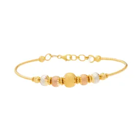 22K Multi-Tone Gold Beaded Bangle (10.9gm)