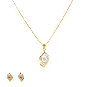 22K Yellow Gold & CZ Fancy Pendant Set (7gm)