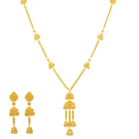 22K Yellow Gold Jhumki Jewelry Set (80.5gm)