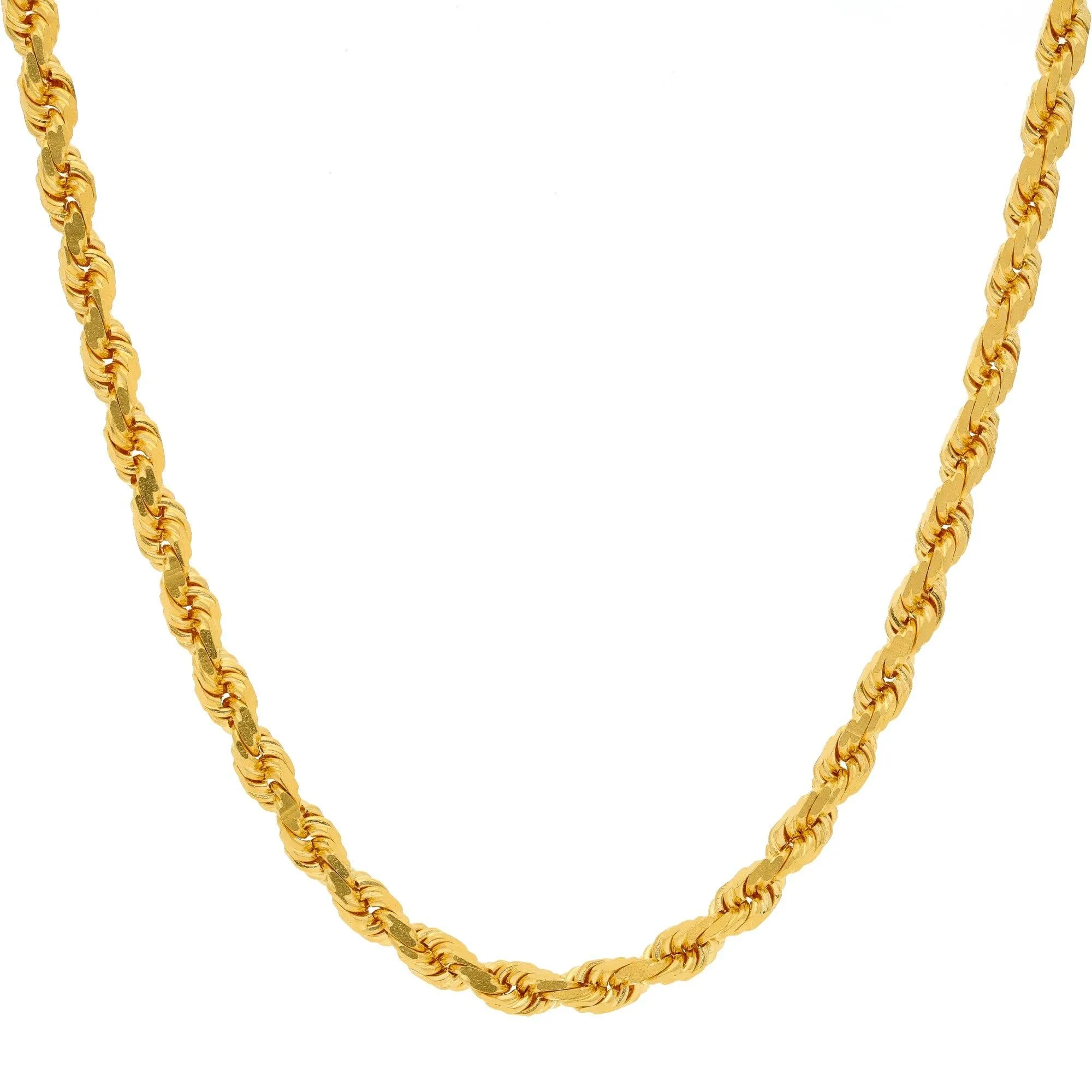 22K Yellow Gold Twisted Rope Chain, 26 inches