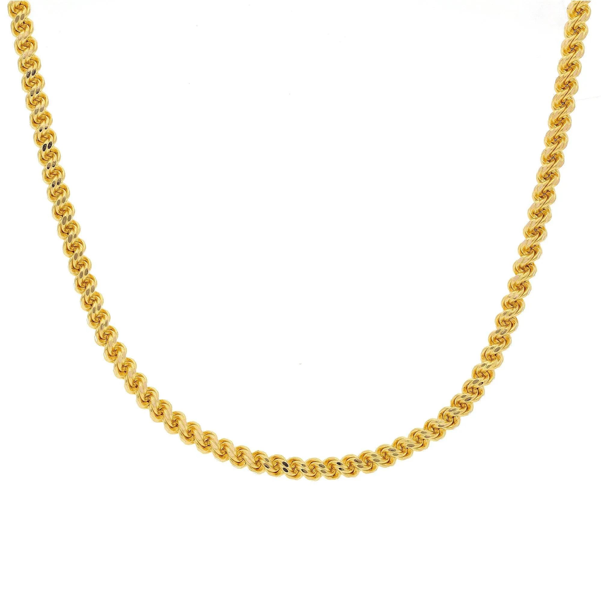 22K Yellow Gold Twisted Rope Chain, 64 Grams