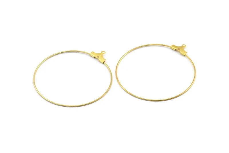 60mm Earring Hoops, 24 Raw Brass Earring Wires  (60mm) E645