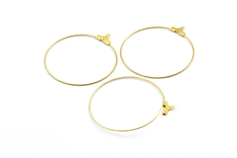 60mm Earring Hoops, 24 Raw Brass Earring Wires  (60mm) E645