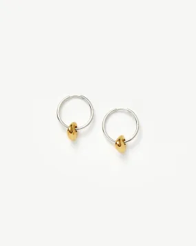 Abacus Nugget Small Charm Hoop Earrings | 18ct Recycled Gold Vermeil and Rhodium on Sterling Silver