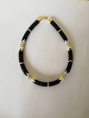 African Tribal beaded rope necklace, Zulu Beaded Necklace, Maasai jewelry