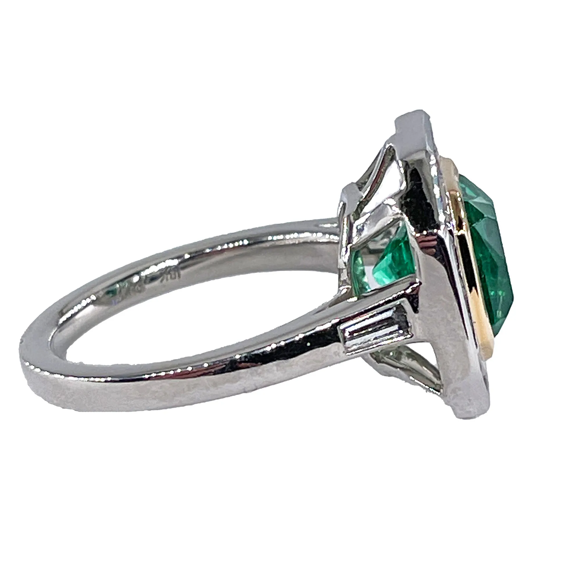 AGL Insignificant VVS 4.66ctw Natural Green Emerald Diamond Platinum 18k YG Ring