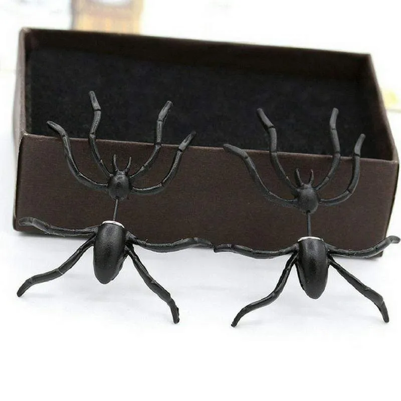 Along Came a Spider Black Earrings