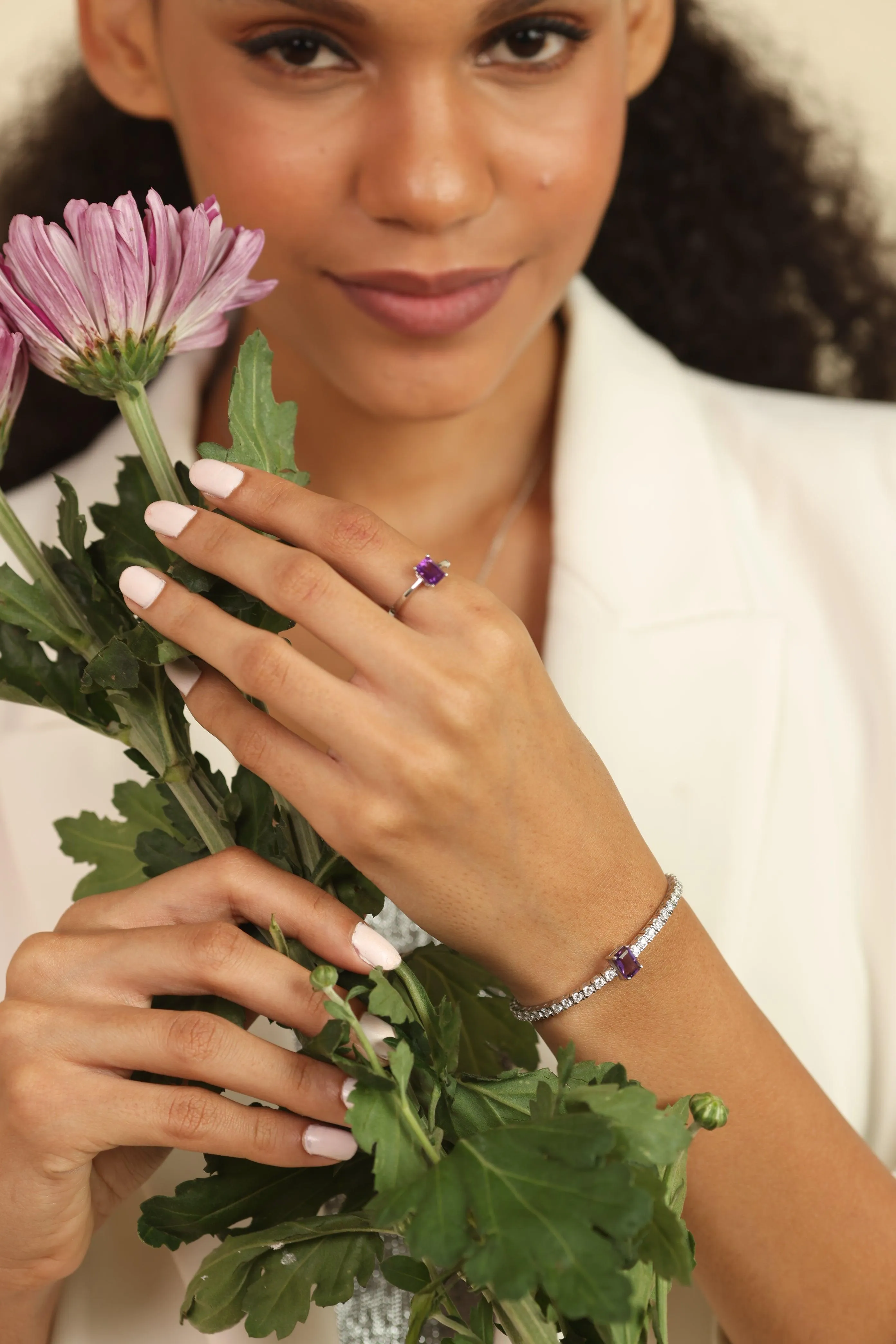 Amethyst Emerald Cut Solitaire Ring