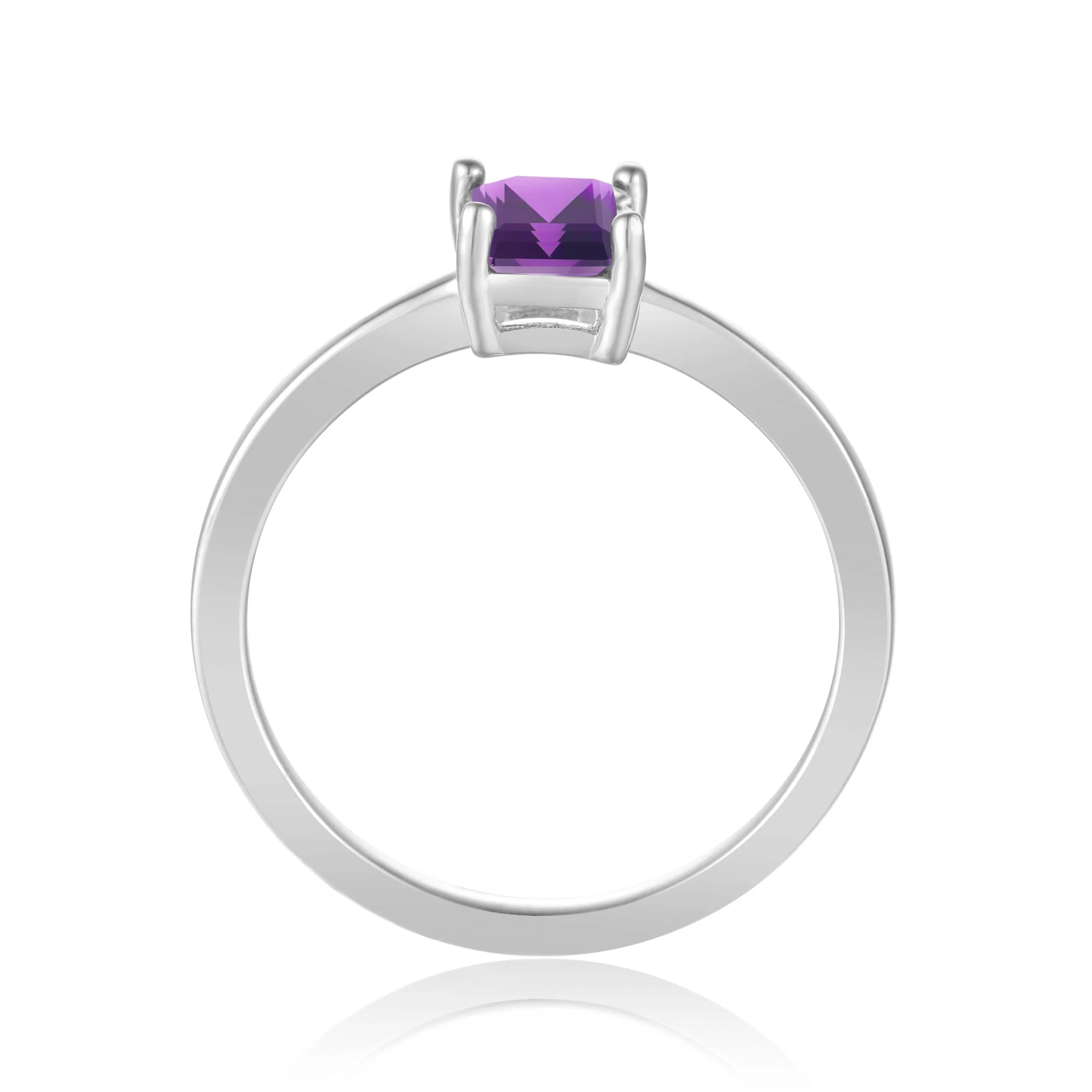 Amethyst Emerald Cut Solitaire Ring