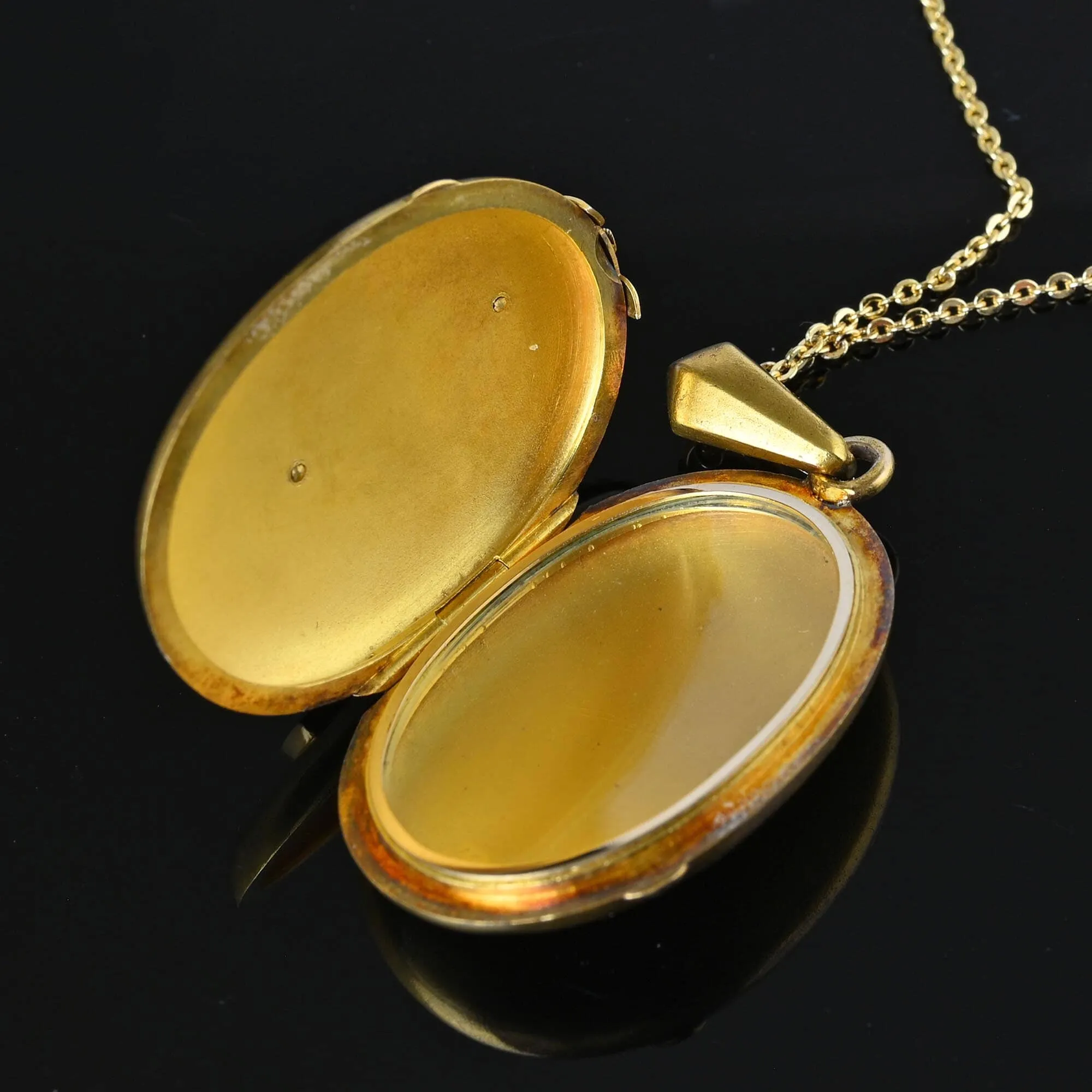 Antique Victorian Pearl Solid 14K Gold Locket Necklace