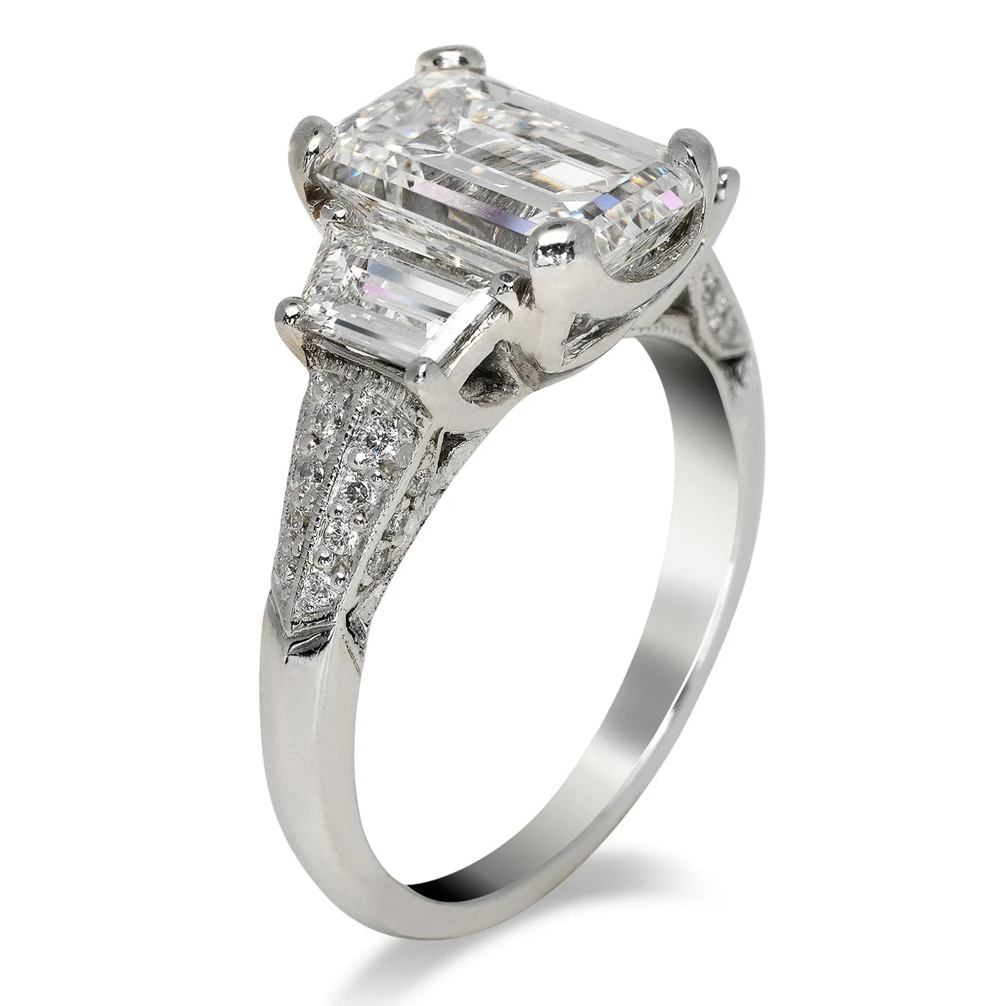 ASH 4 CARAT EMERALD CUT E COLOR VS1 CLARITY DIAMOND ENGAGEMENT RING PLATINUM GIA CERTIFIED 3 CT E VS1 BY MIKE NEKTA