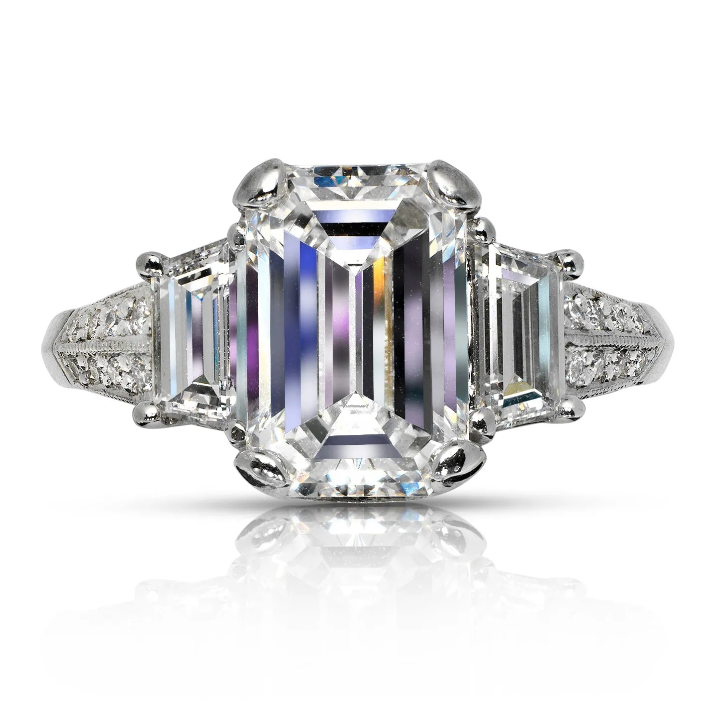 ASH 4 CARAT EMERALD CUT E COLOR VS1 CLARITY DIAMOND ENGAGEMENT RING PLATINUM GIA CERTIFIED 3 CT E VS1 BY MIKE NEKTA