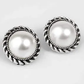 Atlantic City White Pearl Post Earrings