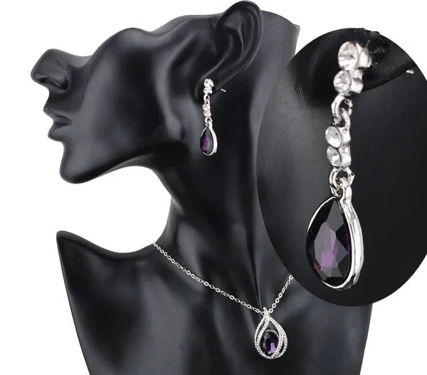 Austrian Crystal Flame Necklace, Bracelet & Earrings Fashion Jewelry Set