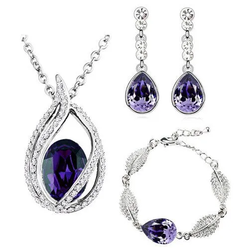 Austrian Crystal Flame Necklace, Bracelet & Earrings Fashion Jewelry Set