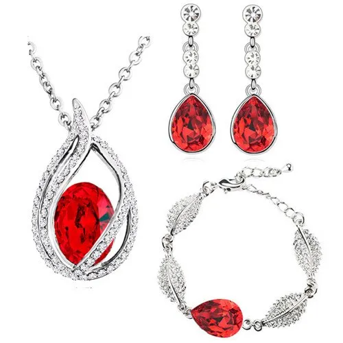 Austrian Crystal Flame Necklace, Bracelet & Earrings Fashion Jewelry Set